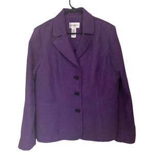 Studio I Women's Blazer Jacket Purple Size 14 Long Sleeve Collared Soft